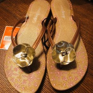 WESTLOOP gold flower sandals